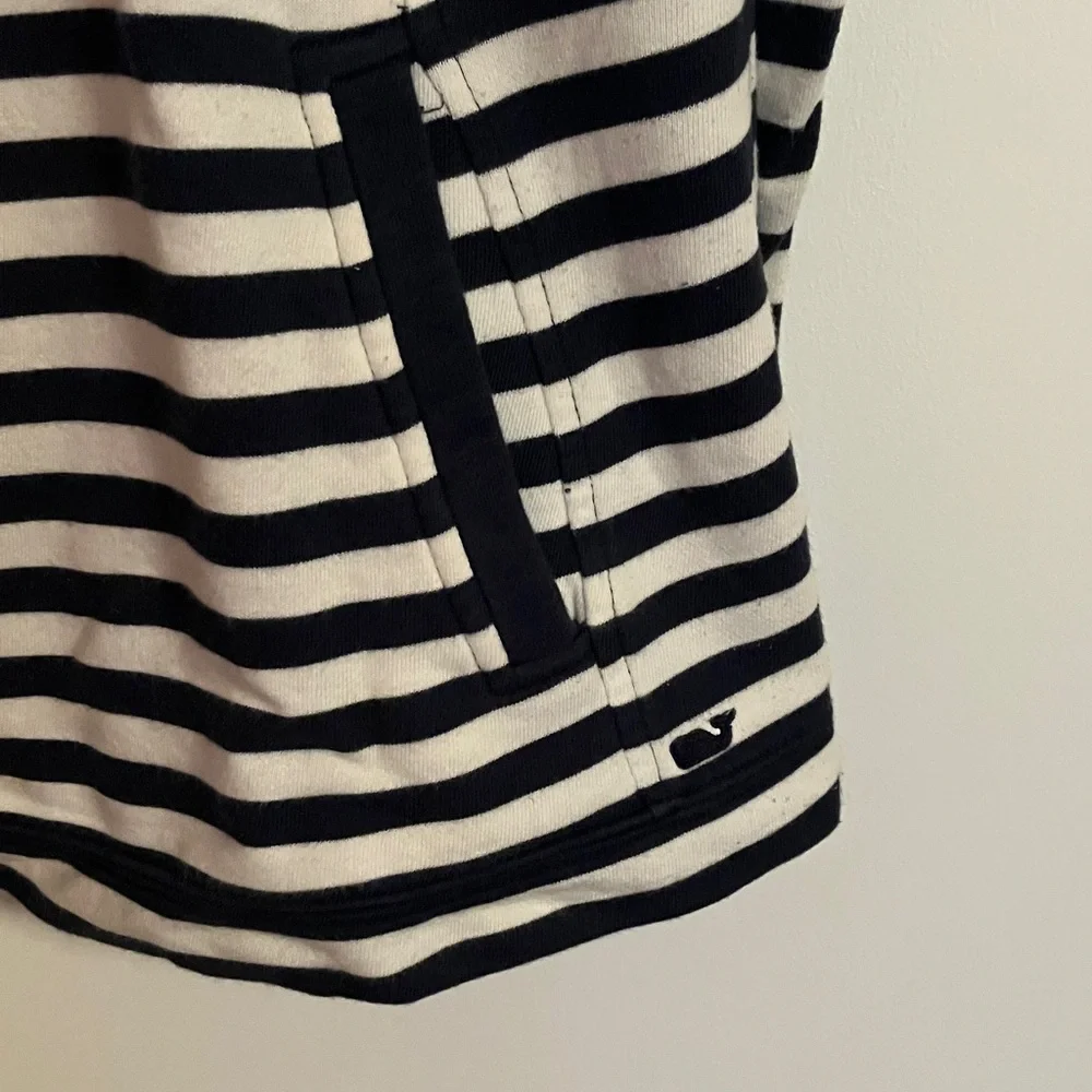 Vineyard Vines Navy and White Striped Cowl Neck Sweatshirt - Picture 4 of 7